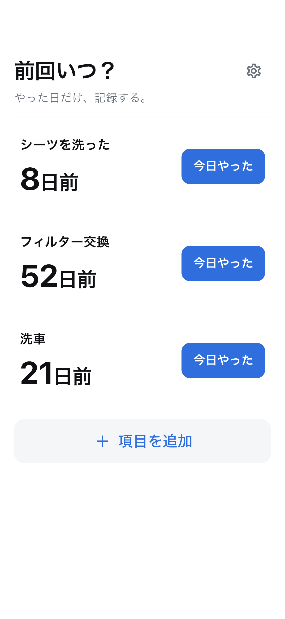 前回からの日数がひと目で